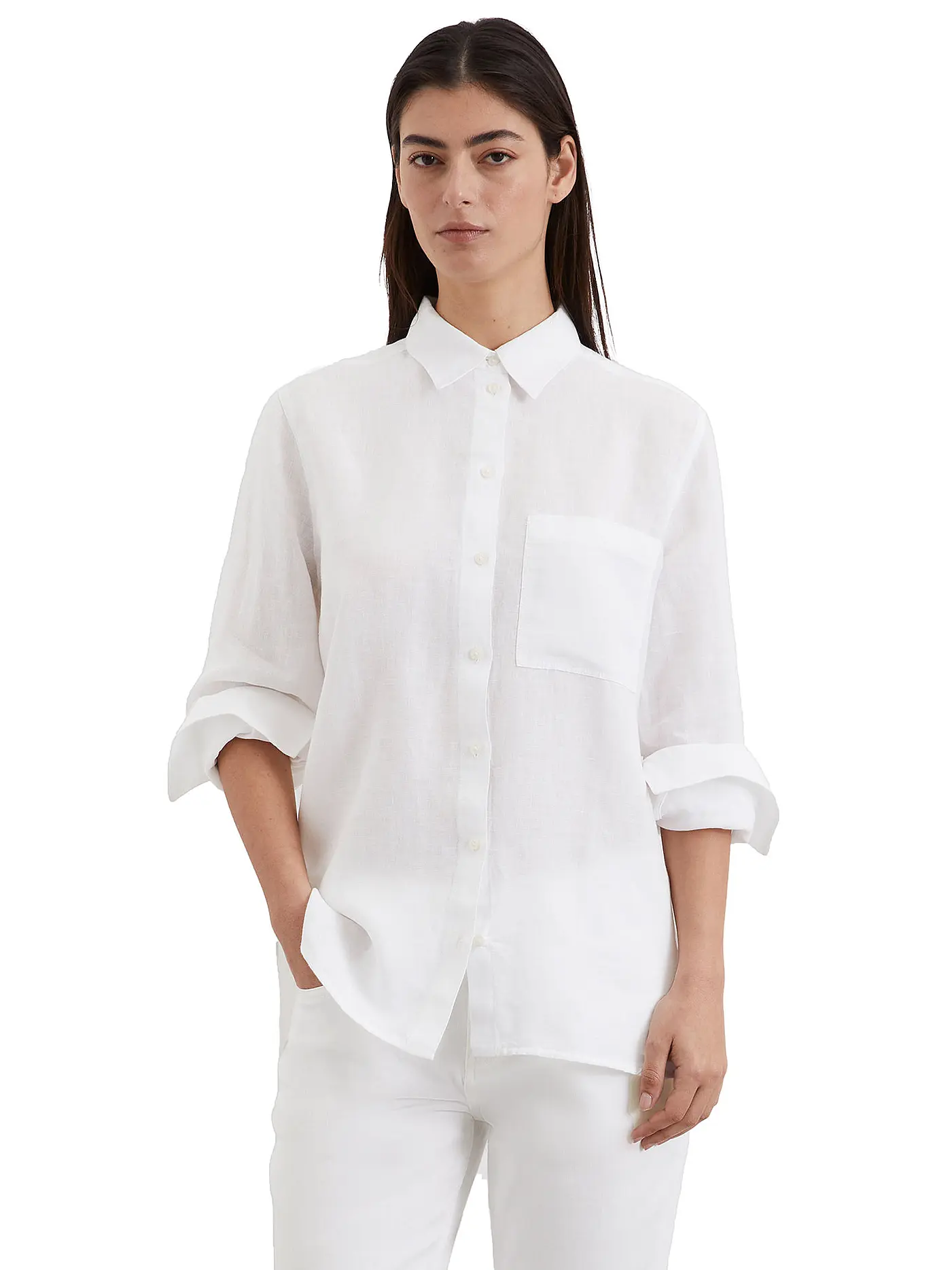 MARC O'POLO | Leinenbluse | weiss